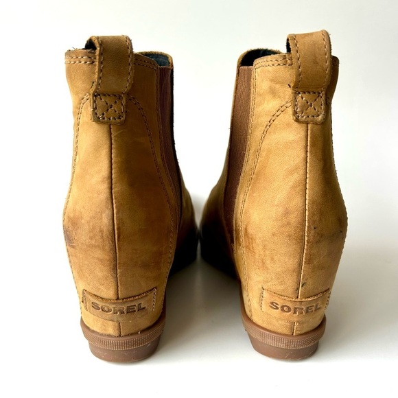 Sorel Joan Of Arctic Leather Wedge Chelsea II Bootie Boot Tan Camel Size 9 - Picture 12 of 15